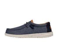 HEYDUDE Herren Wally Gewaschenes Canvas, Herrenschuhe, Schlupf-Loafer, Bequem & Leichtgewicht, Marineblau, 37 EU