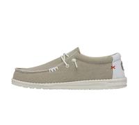 HEYDUDE - Wally Braided Herrenschuhe - Lässige Slip-On Schuhe - Luftiges Textil-Obermaterial, Geflochtene Baumwollschnürsenkel, Einfaches Anziehen, Leichte Flexible Laufsohle, Weiß, 44