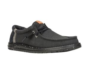 HEYDUDE Wally Elevated Basics Canvas Herren Schwarz Bootsschuhe EU 40,5 / UK 7