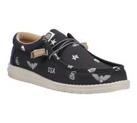 HEYDUDE Wally Stars n Skulls 100% Baumwolle Herren Schwarz Bootsschuhe EU 44.5 / UK 10