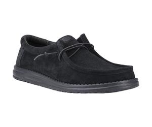 HEYDUDE Wally Suede Wildleder Herren Schwarz Bootsschuhe EU 40,5 / UK 7