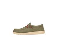 HEYDUDE Wally Waxed Canvas Herren - Slip-on Schuhe - Mokassin-Stil, Olive, 45