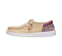 HEYDUDE Wendy Funk Beach Woven Slip On Shoe für Damen, leichter Slip-On-Stil mit elastischen Schnürsenkeln und Quasten-Detail, Irish Cream/Multi, 40 EU