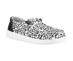 HEYDUDE Wendy Leopard Baumwollmischung Damen Schwarz/Grau Loafers EU 40,5 / UK 7