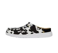 HEYDUDE Wendy Slip Mule für Damen, leichte Damen-Schlupfschuhe, bequeme und lässige Alltagsschuhe, Weiß/Schwarz Kuhdruck, 42 EU