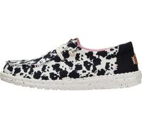 HEYDUDE Wendy Spotted Cow Damen-Slipper zum Hineinschlüpfen | Easy On-System, elastische Schnürsenkel, herausnehmbare Schaumstoff-Einlegesohle, alltägliche Dämpfung, leichte