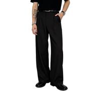 Heyfanee Chino Hose Herren Baggy Anzughose Regular Fit Elegant Stoffhose Modern Bundfaltenhose für Männer Hosen Sommerhose Schwarz 38W30L