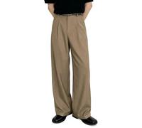 Heyfanee Chino Hose Herren Baggy Anzughose Regular Fit Elegant Stoffhose Weite Bundfaltenhose für Männer Hosen Sommerhose Khaki 38/30