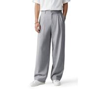 Heyfanee Stoffhose Herren Bundfaltenhose Baggy Hose Männer Anzughose Weite Komfortbund Chinohose Hellgrau 38W30L