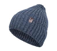 HEYO Herren Wintermütze - warme Strickmütze aus Wolle und Seide Beanie Mütze mit Umschlag Made in EU H25010 (DE/NL/SE/PL, Alphanumerisch, Einheitsgröße, Blau)