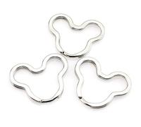 Heyous 10 Stück kreativer flacher Schlüsselanhänger Silber DIY Metall Schlüsselhalter Schlüsselanhänger Hoop Loop Mickey Mouse Form