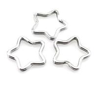 Heyous 10 Stück kreativer flacher Schlüsselanhänger Silber DIY Metall Schlüsselhalter Schlüsselanhänger Hoop Loop Sternform