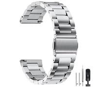 HEYOZURY Edelstahl Uhrenarmband aus Metall Schnellverschluss 16mm 18mm 20mm 22mm 24mm Gebürstetem Massivem Edelstahl Ersatzband für Uhr Damen und Smartwatches Metallarmband,Schwarz, Silber, Gold