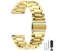 HEYOZURY Edelstahl Uhrenarmband aus Metall Schnellverschluss 16mm 18mm 20mm 22mm 24mm Gebürstetem Massivem Edelstahl Ersatzband für Uhr Damen und Smartwatches Metallarmband,Schwarz, Silber, Gold