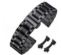 HEYOZURY Metall-Uhrenarmband, 20 mm, Edelstahl, 16 mm, 18 mm, 19 mm, 21 mm, 22 mm, 24 mm, Uhrenarmband für Damen und Herren, hochwertig, poliert, gerade und gebogene Enden, Ersatzbänder