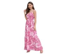 HEYPORK Damen Frühling Sommer Kleider Bequem Lässig Kleid Mode Elegant Röcke Frauen Bohème Print Langes Kleid Sexy V-Ausschnitt Halter Kleider(Rosa, L)