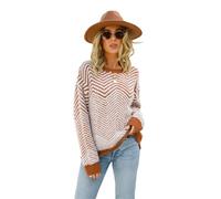 HEYPORK Damen Herbst Winter Warm Bequem Casual Mode Strickjacke Strickpullover Frauen Rundhals Pullover Strickpulli Pullover Langarm Pullover(Braun,XL)