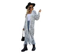 HEYPORK Damen Herbst Winter Warm Bequem Jacke Casual Mode übergangsjacke Mantel Frauen Fransen Lange Strickjacke Jacke Pullover(Schwarz, M)