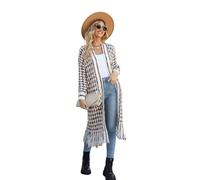 HEYPORK Damen Herbst Winter Warm Bequem Jacke Casual Mode übergangsjacke Mantel Frauen Fransen Lange Strickjacke Jacke Pullover(Orange, 2XL)
