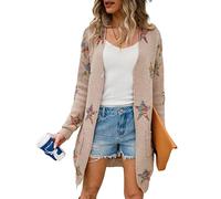 HEYPORK Damen Herbst Winter Warm Bequem Jacke Casual Mode übergangsjacke Mantel Frauen Herbst/Winter Langarm Midi Strickjacke Pentagramm Mode Strickjacke(Khaki, S)