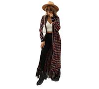 HEYPORK Damen Herbst Winter Warm Bequem Jacke Casual Mode übergangsjacke Mantel Frauen Quaste Lange Strickjacke Pullover Mantel(Lila, 3XL)