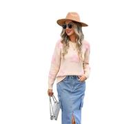 HEYPORK Damen Herbst Winter Warm Bequem Pullover Casual Mode Strickjacke Strickpullover Frauen Blume Personalisierte Pullover(Aprikose, M)