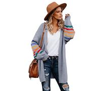 HEYPORK Damen Herbst Winter Warm Bequem Pullover Casual Mode Strickjacke Strickpullover Frauen Herbst Winter Women's Patchwork Loose Knit Pullover Jacke Pullover Top(Grau, XL)