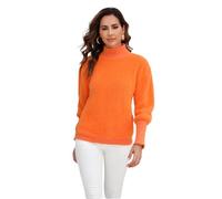 HEYPORK Damen Herbst Winter Warm Bequem Pullover Casual Mode Strickjacke Strickpullover Frauen Pullover High Neck Plüsch Pullover Solid Farbe Strickwaren Pullover(Orange, M)