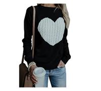 HEYPORK Damen Herbst Winter Warm Bequem Pullover Casual Mode Strickjacke Strickpullover Frauen Strickwaren lieben Mode Pullover Pullover(Schwarz-1, L)