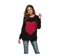 HEYPORK Damen Herbst Winter Warm Bequem Pullover Casual Mode Strickjacke Strickpullover Frauen Strickwaren lieben Mode Pullover Pullover(Schwarz, L)