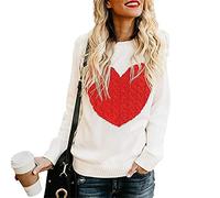 HEYPORK Damen Herbst Winter Warm Bequem Pullover Casual Mode Strickjacke Strickpullover Frauen Strickwaren lieben Mode Pullover Pullover(Weiß-1, XL)