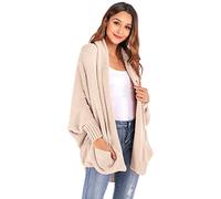 HEYPORK Damen Herbst Winter Warm Bequem Pullover Casual Mode Strickjacke Strickpullover Frauen Winter Batwing ÄRmel Gestrickt Strickjacke Pullover Jacke Top(Aprikose, M)