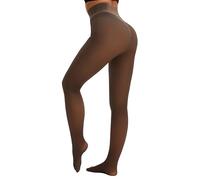 HeyUU Thermostrumpfhosen Damen Wärmende Fleece Strumpfhosen Gefütterte Winter Leggings Warm & Gefälschte Transparenz kaffee S