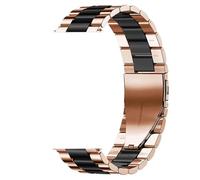 HFBZVAFC 20 mm 22 mm Edelstahl-Uhrenarmband, Schnellverschluss, Metall-Uhrenarmband, Sicherheitsschnalle, Armband, Edelstahl-Ersatz-Business-Uhrenarmband(Rose Gold+Black,22mm)