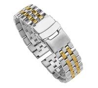 HFBZVAFC 20 mm 22 mm Uhrenarmband aus Edelstahl, Flache Schnittstelle + Gebogene Schnittstelle, Ersatzarmband for Herren, Metallarmband, Uhrenzubehör(Silver+Gold,20mm)