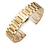 HFBZVAFC 5-Perlen-Uhrenarmband aus massivem Edelstahl, Unisex-Stil, Metall-Uhrenarmband, Smartwatch-Kette aus Edelstahl mit gebogenen Enden, 12 mm - 24 mm(Gold,22mm)