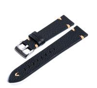 HFBZVAFC Echtes Leder Uhrenarmband Vintage Leder Smart Watch Strap Schnellverschluss 18mm 20mm 22mm Herrenuhr Zubehör Armband(Black-Silver,22mm)