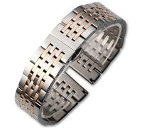 HFBZVAFC Edelstahl-Uhrenarmband 12/14/15/16/17/18/19/20/21/22/23/24 mm Unisex-Ersatz-Uhrenarmband mit geraden und gebogenen Enden(Silver+Rose Gold,20mm)