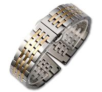 HFBZVAFC Edelstahl-Uhrenarmband 12/14/15/16/17/18/19/20/21/22/23/24 mm Unisex-Ersatz-Uhrenarmband mit geraden und gebogenen Enden(Silver+Gold,21mm)