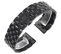 HFBZVAFC Uhrenarmband aus Metall, 5 Perlen, Edelstahl, mit gebogener Schnittstelle, Unisex-Zubehör for Smartwatches, 12/14/15/16/17/18/19/20/21/22/23/24 mm(Black,23mm)
