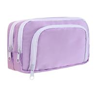 HFHungkeong Federmäppchen mit hoher Kapazität, Frontfenster-Schreibwarenbox Multifunktions-Federmäppchen, dreilagige Aufbewahrungstasche Kosmetiktasche Tragbare Aufbewahrung (lila)