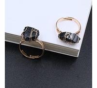 HGJH 2 Stück Natürlicher Schwarzer Turmalin Ring Unregelmäßiger Rauer Kristall Twining Ring Verstellbare Offene Steinringe Für Frauen Reiki Balance Knöchel Fingerringe Für Frauen Mädchen Männer