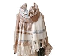 HGJH Damen Winterschal, Kaschmirimitat, Kamel Beige, Gestreift, Warm, Weich, Mode, Trend, Weihnachtsschal, Frauen, Modebewusste, Frauen und Mädchen, Schal