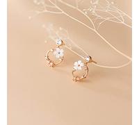 HGJH Ohrstecker Damen Silber, S925 Silber Ohrringe Zierliche Zirkon Blumen Ohrstecker Mode Kristall Ohrstecker Roségold Strass Ohrstecker Charm Schmuck Für Frauen Freundin Schwestern