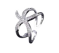 HGJH Ring Aus 925Er Sterlingsilber, S925 Sterling Silber Seestern Ring Verstellbare Ringe Retro Offener Ring Silber Daumenring Ewigkeitsring Hochzeitscharme Schmuck Geschenke Für Männer Mädchen Damen