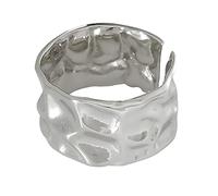 HGJH Ring Aus 925Er Sterlingsilber, S925 Sterling Silber Zinnfolie Textur Ring Verstellbare Ringe Unregelmäßigkeit Offener Ring Silber Daumenring Ewigkeitsring Hochzeit Charme Schmuck Geschenke Für M