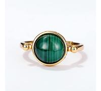 HGJH Ring Aus 925Er Sterlingsilber, Verstellbare Ringe Für Frauen Rund Malachit 925 Sterling Silber Knöchelringe Vergoldet Hochzeit 7 Chakra Ringe Versprechen Ringe Für Mädchen Damen