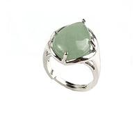 HGJH Ring Damen, Resizable Kristallquarz-Stein-Ring-Natürlicher Grüner Aventurin-Wasser-Tropfen-Stein-Finger-Ring Für Frauen-Partei-Schmuck