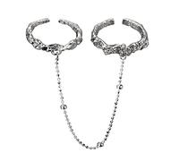 HGJH Ring Silber 925 Damen, 925 Sterling Silber Ringe Doppelring Die Kette Verstellbare Ringe Punk Retro Verstellbare Sterling Versprechen Ringe Geschenke Für Männer Mädchen Frau Ewigkeitsringe