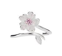 HGJH Ringe Silber, S925 Sterling Silber Kirschblüten Ring Verstellbare Ringe Minimalistischer Offener Ring Silber Daumenring Ewigkeitsring Hochzeitsanhänger Schmuck Geschenke Für Männer Mädchen Damen